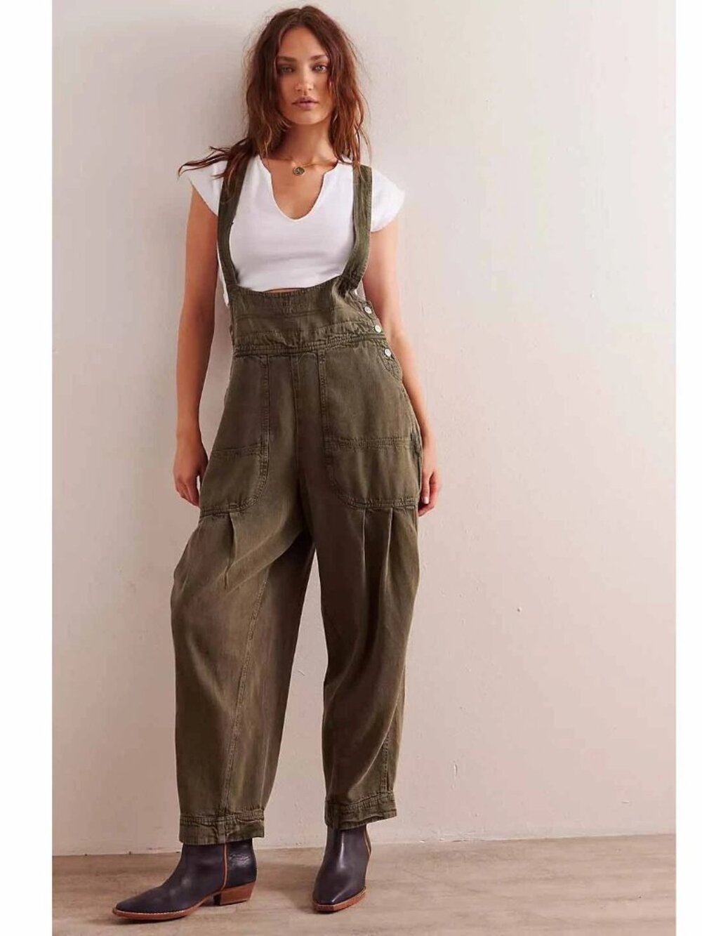Free People We The Free Felix Tapered Overalls Jumpsuit Pinafore Solid S 289109